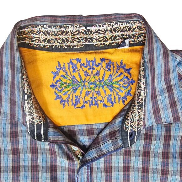 Robert Graham Mens Plaid Button Up Shirt Sz 2XL Flip Cuff Southwestern Old Money - Picture 3 of 11